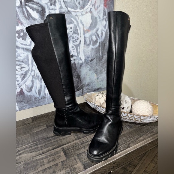 MICHAEL Michael Kors Shoes - MICHAEL KORS BLACK LEATHER RIDLEY OVER THE KNEE BOOTS SZ 8